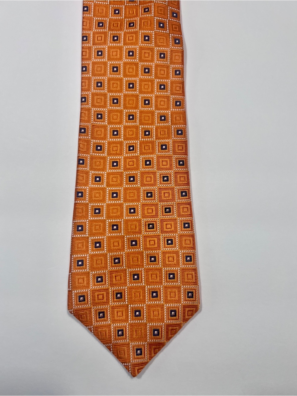Daniel Cremieux Silk Tie Orange Geometric 59” - Picture 2 of 5